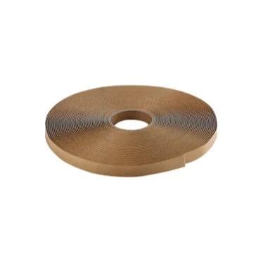 Roll of brown adhesive-backed foam tape, showing the coiled spiral with center hole
