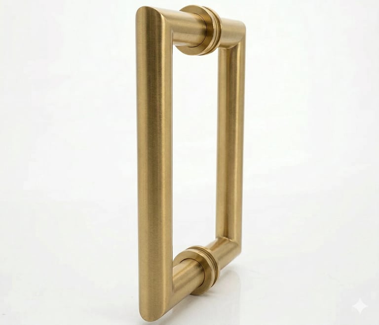 Satin brass door pull handle