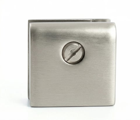 Stainless steel square cabinet lock with chrome finish and circular keyhole mechanism
