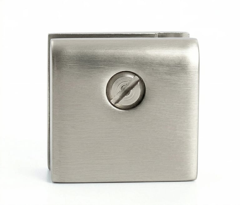 Stainless steel square cabinet lock with chrome finish and circular keyhole mechanism