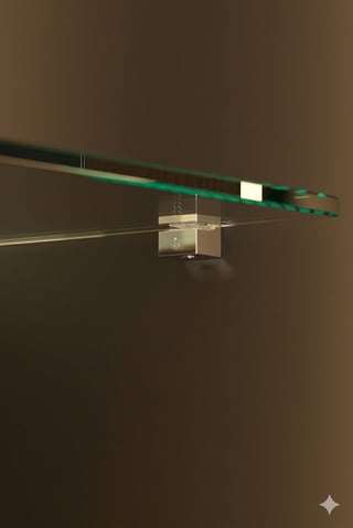 Abstract 3D digital artwork featuring geometric shapes with green and tan beams intersecting through a metallic cube against a brown gradient background
