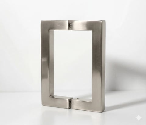 Stainless steel frame holder with blank white center panel and mounting hardware
